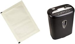Amazon Basics 8-Sheet Capacity Cross-Cut Paper and Credit Card Shredder, 4.1 Gallon & Sharpening Lubricant Sheets - Pack of 12
