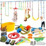 Perantlb Ninja Warrior Obstacle Course for Kids - 2 x Ninja Slackline 50 'with 12 Accessories for Kids, Including Swings, Rope ladders, Rings, Ninja Rings, etc