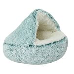 CCSYUS Calming Dog Bed Cat Bed Plush Puppy Cave Bed Kitten Bed Fluffy Small Dog Bed Indoor Donut Cat Sleeping Bag Washable Pet Bed Cushion 50cm