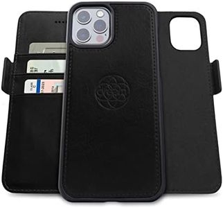 Dreem Fibonacci 2-in-1 Wallet Case for Apple iPhone 12 Pro Max - Luxury Vegan Leather, Magnetic Detachable Shockproof Phone Case, RFID Card Protection, 2-Way Flip Stand - Black