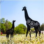 Giraffe Metal Garden Stakes Decorative,Giraffe Gifts for Women/Men/Giraffe Lovers Gifts,Black Giraffe Silhouette Statues Garden Decor for Outside,Outdoor Decor,Yard Art,Patio,Lawn Ornaments