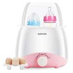 Supvox® Bottle Warmer for Babies Milk Electric 6 in 1 Sterilizer for Feeding Bottles with 8-15 Mins Fast Warming, 24H Keep Warm Food Heating Timer Adjustable Temp Baby Bottle Sterilizer Machine(Pink)