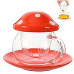 TUHNHGD Mushroom Mug, Mushroom Cup, Tea Cup with Infuser, Glass Coffee Cups, with Coaster. Cup Lid. Tea Strainer, 290ml (Orange)