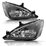 BRYGHT Headlight Assembly Set Replacement for 2003-2007 Honda Accord Driver & Passenger Side (Black housing)