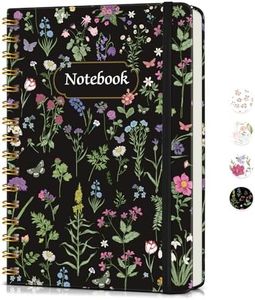 Lined Spiral Journal Notebook for Women, A5 Cute Hardcover Spiral Journals for Work, Note Taking, 150 Numbered Pages 100 GSM College Ruled Spiral Bound Notebook, 5.75" x 8.38", Spring Flowers