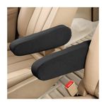 BESULEN 2 PCS Car Front Seat Armrest Covers, Auto Cloth Fabric Direct Replacement Center Console Lid Armrest Cover Skin Protectors, Universal Accessories for Vehicles, SUV, Truck, Van & More (Black)