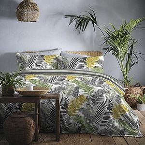 Fusion Set copripiumino facile da pulire, motivo tropicale per letto king size, color ocra, TROOC31PTU, 3 pezzi