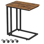 VASAGLE End Table, Side Table, Coffee Table, with Steel Frame and Castors, Easy Assembly, Industrial, for Living room, Bedroom, Balcony, Rustic Brown and Black LNT50X