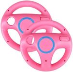 AMEEGO Steering Wheel Design Stand Mario Kart Racing Game Steering Wheel Stand For Wii Game Controller 2PCS (Pink)