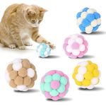 Yasdyri Cat Toys Balls 6 Pieces Colorful Cat Balls with Bells 5cm Soft Cat Pom Poms Balls Cats Interactive Ball Toy for Cats Kitten Indoor Outdoor Playing Chewing Scratching