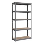 SONGMICS 5-Tier Shelving Unit, Steel Shelving Unit for Storage, Boltless Assembly, for Garage, Shed, Load Capacity 650 kg, 30 x 75 x 150 cm, Grey GLR030G01