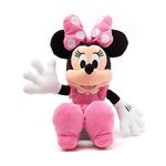 Disney Store Official Minnie Mouse Small Pink Soft Toy, 33cm/12”, Iconic Cuddly Toy Character in Pink Polka Dot Dress and Bow with Embroidered Features, Suitable for All Ages