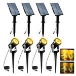 T-SUNUS Solar Landscape Spotlights 4 Pack Warm White 3000K, IP65 Waterproof Solar Lights 9.8ft Cable, Outdoor Solar Spot Light Separated Panel for Yard Garden Driveway Porch Walkway Pool Patio