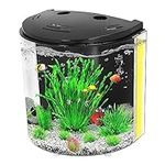 AQUANEAT Fish Tank, 1.2 Gallon Aquarium, Small Betta Fish Tank Starter Kit with LED Light and Water Filter Pump, Round