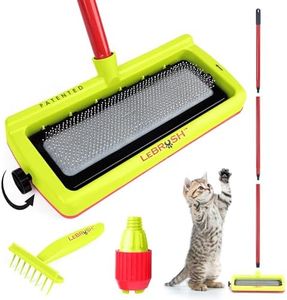 122 cm LeBRUSH 2.0 Adjustable Pet Hair Remover for Short & Long Hair - Dual Usage Carpet Rake Use as Pet Hair Removal Broom – Long Handle Carpet Broom - Pet Hair Broom for Cat & Dog