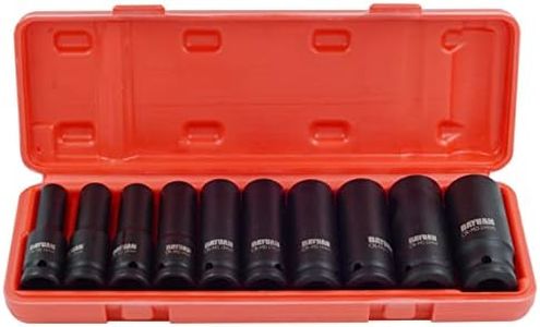 DAYUAN 1/2" Drive Impact Deep Socket Set 10Pcs 10-24mm Drive Cr-Mo Steel for Automotive and DIY Tasks