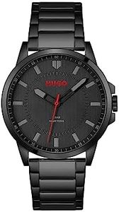 HUGO Montre Analogique à Quartz pour Homme Collection #First avec Bracelet en Acier Inoxydable Noir - 1530187