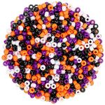 UPINS 1200Pcs Halloween Pony Beads Orange Purple Black White Pony Beads DIY Craft Beads for Halloween Jewelry Making and Crafting