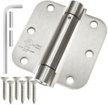 Cauldham (2 Pack) Heavy-Duty 3-1/2" Self-Closing Spring Door Hinge with 5/8" Radius Corners, UL Listed - Satin Nickel