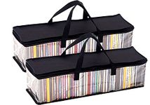 BBX-G 2 Pack CD Storage Bags, Video Games, Clear PVC Plastic-Holds 100 CDs Total-Strong Handles-Protects from Dirt/Moisture