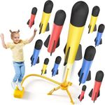 Rocket Launcher for Kids, 12 Foam Rockets and Launcher Pad, Launch up to 100+ft, Kids Outdoor Toys, Birthday Gift Toys for Kids Boys Girls Age 3 4 5 6 + Years Old