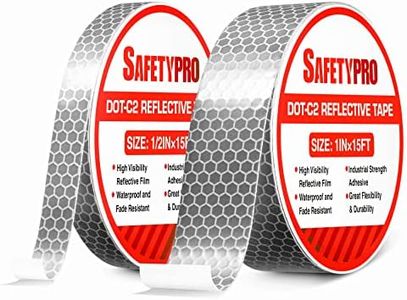 SafetyPro Reflective Tape Outdoor - DOT-C2 Approved, Waterproof, and High Viscosity, Waterproof for Vehicles, Trailers, Boats, Clothes, Bikes, Helmets, Mailboxes - 2 Pack, 1” x 15ft & 1/2” x 15ft