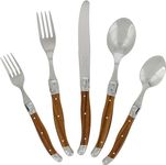 French Home Laguiole 20 Piece Flatware Set – Stainless Steel Flatware Set for 4 – Luxurious Wood Grain Utensil Set with Knives, Spoons and Forks