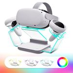 RCGEEK HiBloks VR Stand with LED Light for Oculus Quest 2, Display Holder with Charger for Headest Display & Controller Mount Station for Ques 2/Quest/Rift-s/HTC Vive/Cosmos/Dream 3 /Vavle lndex