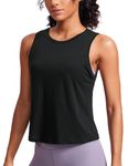 CRZ YOGA Women's Pima Cotton Sleeveless Loose Tank Tops Exercise Gym Yoga Tops Athletic Shirts Black 10