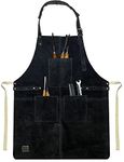 RUSTIC TOWN Leather Apron For Kitchen - Chef Apron For Men & Women - Cooking BBQ Grill Work Apron With Tool Pockets - Adjustable Up To XXL Soft Leather Shop Apron