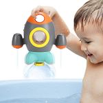 Elovien Baby Bath Toys, Space Rocket Water Play Toys for Toddlers, Bathtub Toy with Rotating Fountain, Kids Shower Bath Toy for Boys and Girls 1, 2, 3 and 4+ Year Olds (Grey)