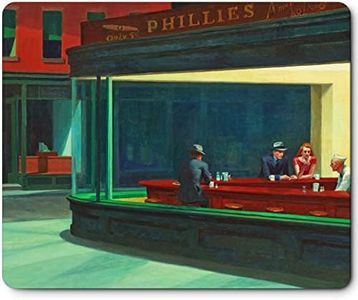 Mouse Pad with Art Design, Famous Painting, Rectangle Gel Mouse Pad for PC, Computer and Laptop, Rubber Base Medium Waterproof Smooth Surface for Home (Nighthawks by Edward Hopper)