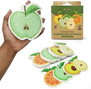 AIRNEX Biodegradable Cellulose Compressed Sponges Bulk - Fruit Shaped Kitchen Sponges Pack of 12 - Eco Friendly Compostable Dish Sponges for Washing Dishes - Odor Free Pop Up Natural Dish Sponges