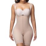SHAPSHE Fajas Colombianas Moldeadoras Stage 2 3 Post Surgery Compression Garment Full Body Shaper with Steel Bones, Tan(one Size Larger May Be Better), Medium