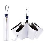 FDJASGY UV Sun Umbrella Compact Folding Travel Umbrella Auto Open Close Compact Folding Rain Umbrellas for Women Men Blocking UV 99.98% (White)