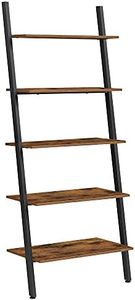 Vasagle Industrial Ladder Shelf 5-Tier Bookshelf Rack Wall Shelf for Living Room Kitchen Office Stable Steel Leaning Against The Wall Rustic Brown and Black