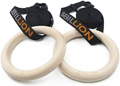 Wooden Gymnastic Rings 1.25",5BILLION Olympic Rings with Adjustable Straps 2x15ft,Wood Gym Rings for Home Gym Full Body Workout,Quick Install Cam Buckle,1500lbs Supported