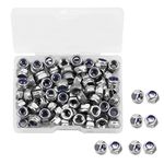 LEONTOOL 100 Pcs M4 x 0.7mm Nylon Inserted Self Locking Nuts Hex Lock Nuts Assortment 304 Stainless Steel Self Clinching Nuts Finish Hex Lock Nut Plain Finish Inserted Hex with Storage Box