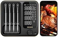 Smart Wireless Meat Thermometer with 4 Probes - WiFi/Bluetooth 5.4/Offline Modes - Truly Wireless Unlimited Remote Monitoring, WiFi Bluetooth Food Thermometer with Waterproof, 25min Fast Charging​