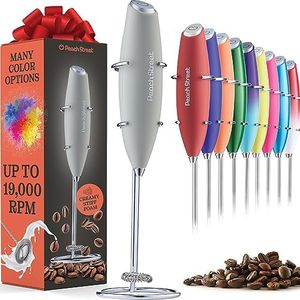 Powerful Handheld Milk Frother, Mini Milk Foamer, Battery Operated Stainless Steel Drink Mixer with Frother Stand