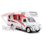 BDTCTK 1:28 Scale DIY Luxury Motorhome DIE-CAST Car Model, Zinc Alloy Die-Cast Pull Back Vehicles Kid Toys for Boy Girl Gift (Red)