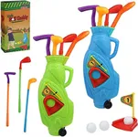 High Bounce Kids Golf Clubs, Toddler Golf Set, 2 Golf Carts, 3 Golf Clubs, 1 Practice Hole, and 6 Balls, for 2+ Year Old Boys and Girls - Toddler Golf Play Set, Mini Golf Game, Outdoor Sports Toy