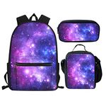 Showudesigns Student Bookbags Middle School Bag Set Galaxy Space Backpack for Teenager Girls Boys Book Bag Set with Lunch Box Pencil Case Lightweight Rucksack Kids