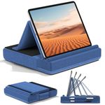 KDD Tablet Pillow Holder, Foldable iPad Stand Soft Pad for Bed, Lap and Desk Tablet Dock with Stylus Mount Compatible iPad Pro 12.9,10.5, 11, Air Mini, Phones, Galaxy Tab, E-Reader