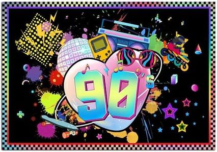 7x5Ft Back to The 90s Backdrop, 90s Backdrops for Photoshoot Retro 90'S Hip Hop Photo Background Neon 90 S Theme Party Decorations Banner Props Supplies