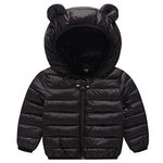 Baby Puffer Jacket Winter Hooded Coat Padded Jacket Lightweight Outerwear Boys Girls Outfits Black 12-24 Months