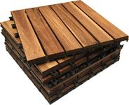 Decking Tiles Hardwood Wooden Interlocking Deck Tile Patio Balcony Roof Garden 30cm x 30cm x 2.5cm Square Hardwood Decking Tile (6)