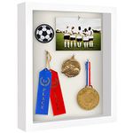 Americanflat 11x14 Shadow Box Frame with Shatter-Resistant Glass - Silhouette Collection - Large Shadow Box Display Case for Tabletop and Wall Display - White with Soft Linen Back