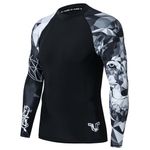 HUGE SPORTS Wildling Series UV Protection Quick Dry Compression Rash Guard (Wolf,3XL)