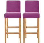 SONNACH Velvet Counter Stool Pub Chair Covers - Removable and Stretchable Slipcovers for a (2, Purple)